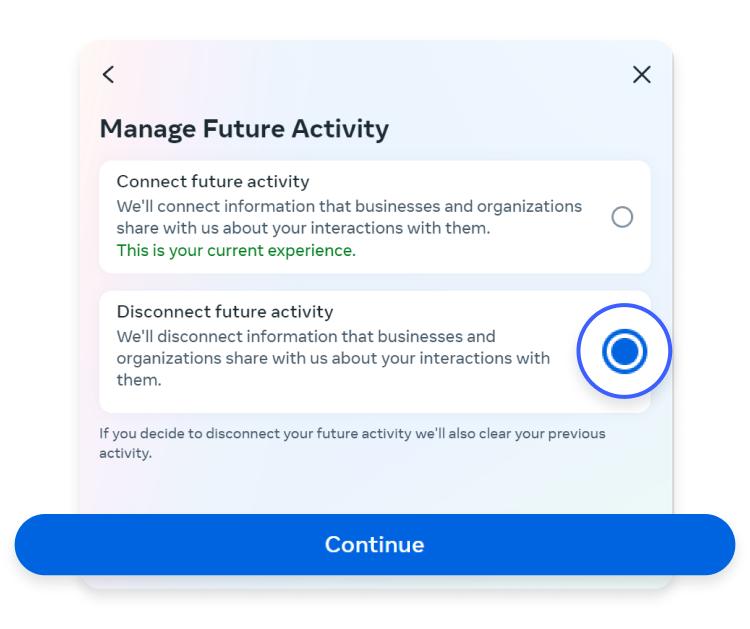 prevent off facebook activity: step 2
