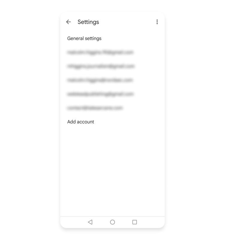 Gmail account menu