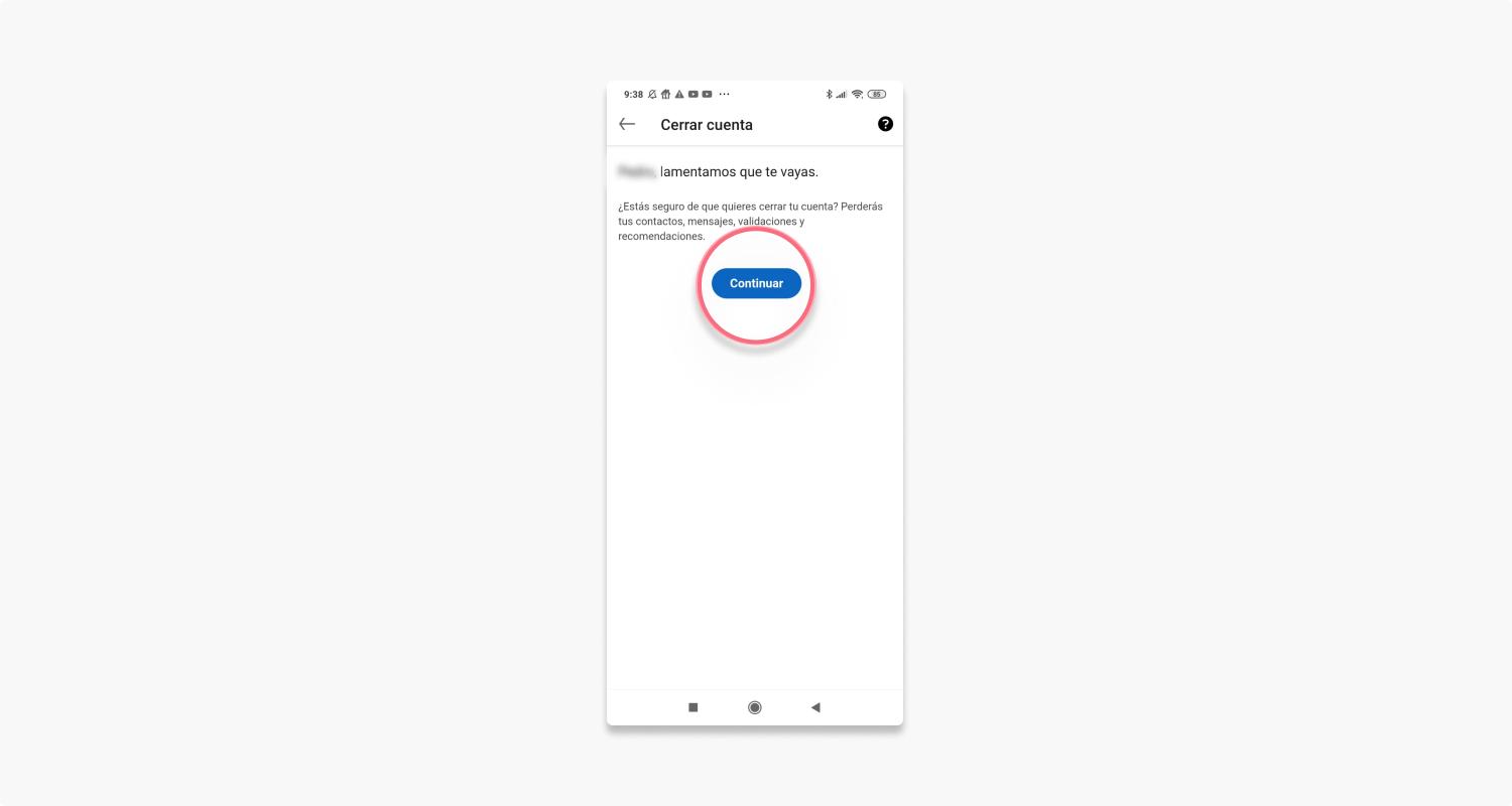 eliminar cuenta linkedin en un smartphone: paso 4