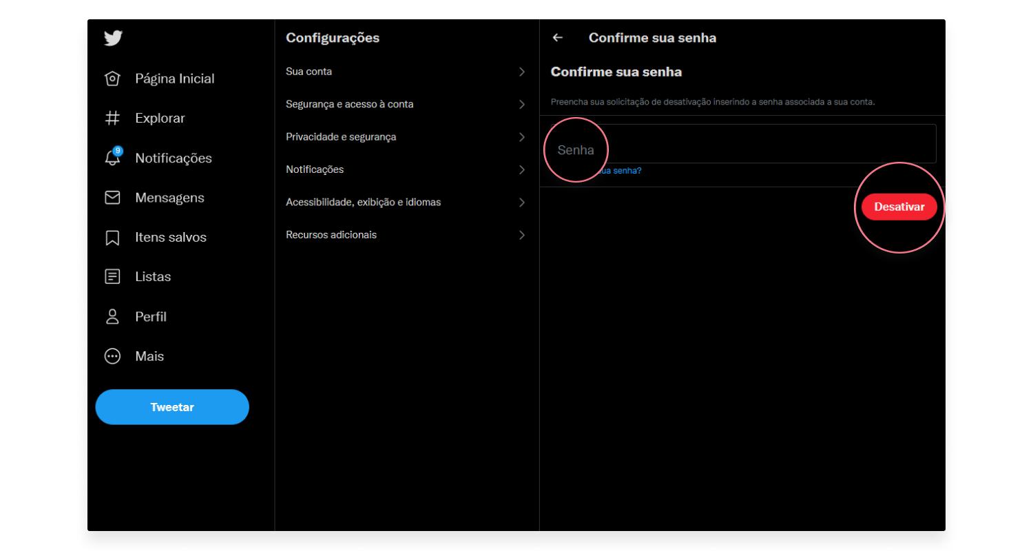 Como excluir seu Twitter no PC: passo nº5