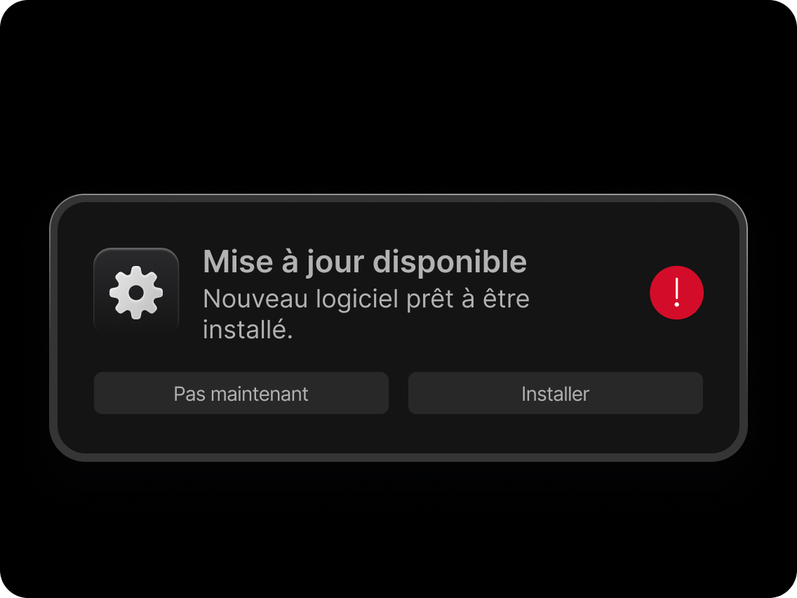 Une notification sur un appareil mobile indiquant qu’une nouvelle mise à jour logicielle est disponible.