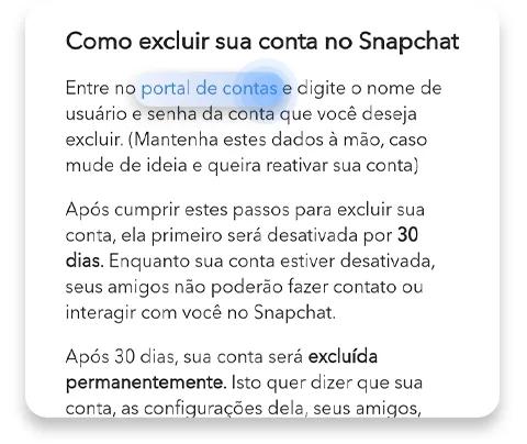 como excluir a conta do snapchat no seu iPhone ou Android:  passo nº6