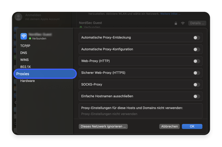 Proxyserveradresse finden MacOS Schritt 4