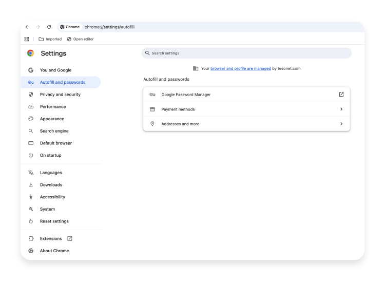 Saved passwords on Chrome 4