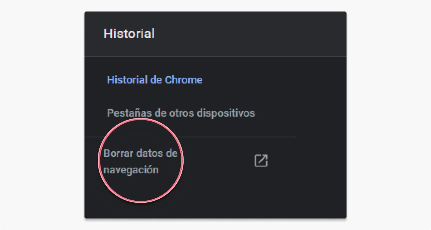 borrar el historial de Google: paso 2