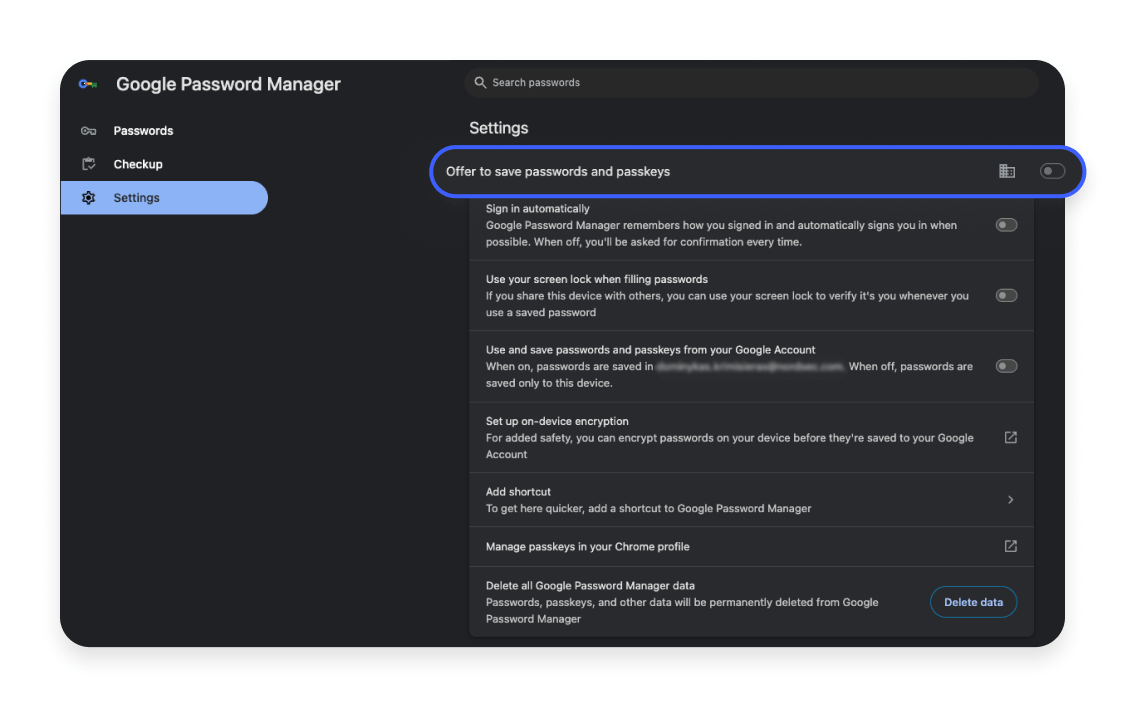 Turning off Autofill in Chrome Passwords Step 3