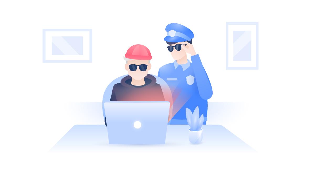 hacktivist and a policeman featured