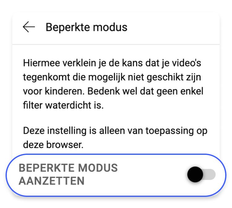 YouTube beperkte modus