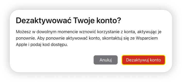 Krok 8: Jak dezaktywować konto Apple ID