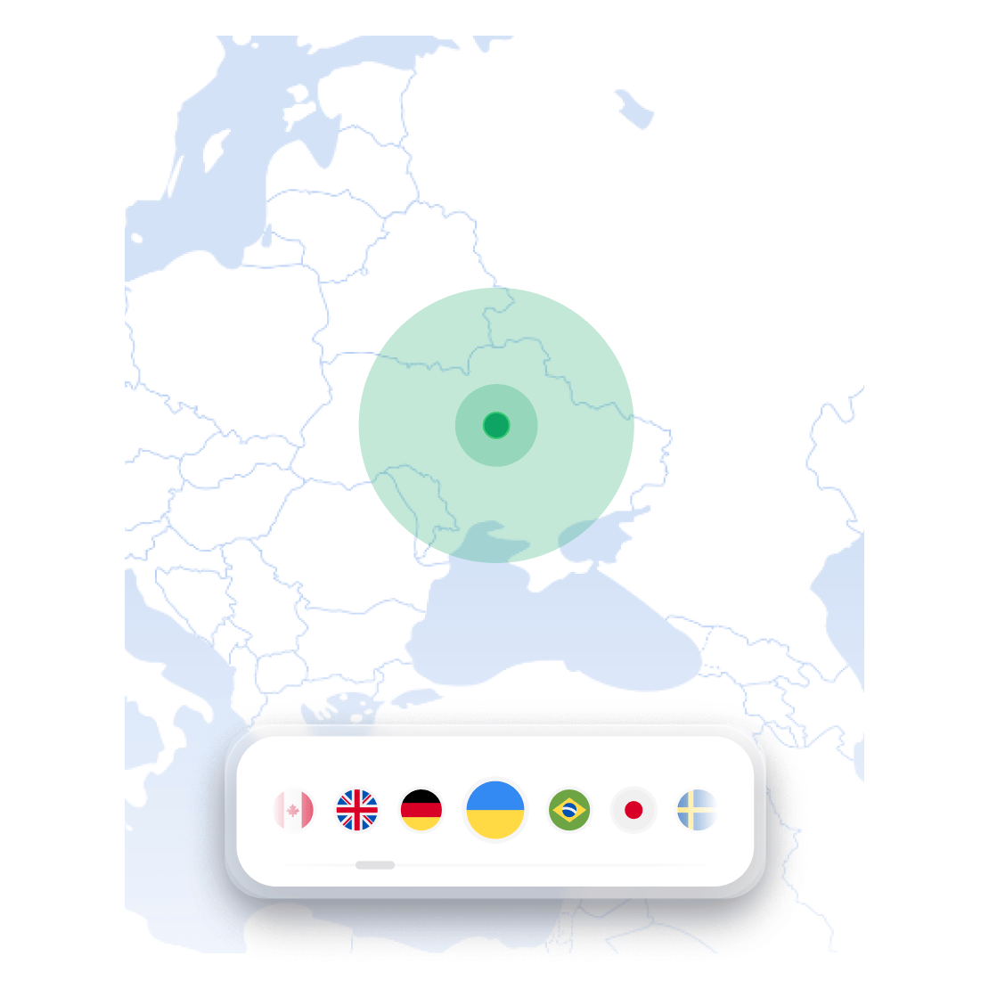 Карта NordVPN із мітками розміщення серверів для зміни віртуального розташування.