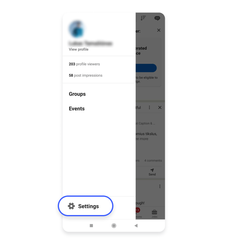 How to delete your LinkedIn mobile step 1