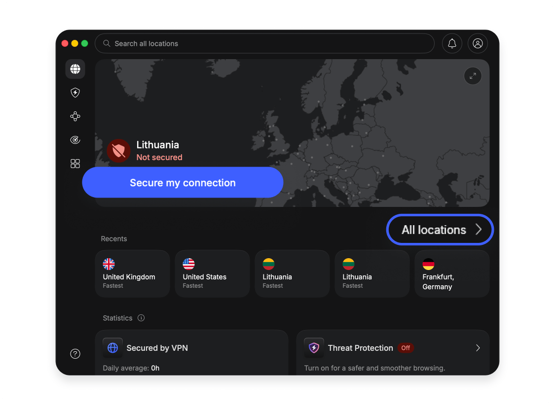 Change VPN location macOS 2