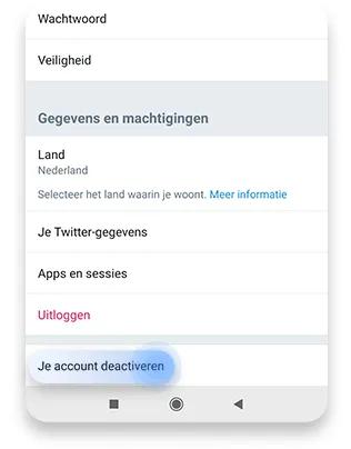 Een Twitter account verwijderen op Android stap 2
