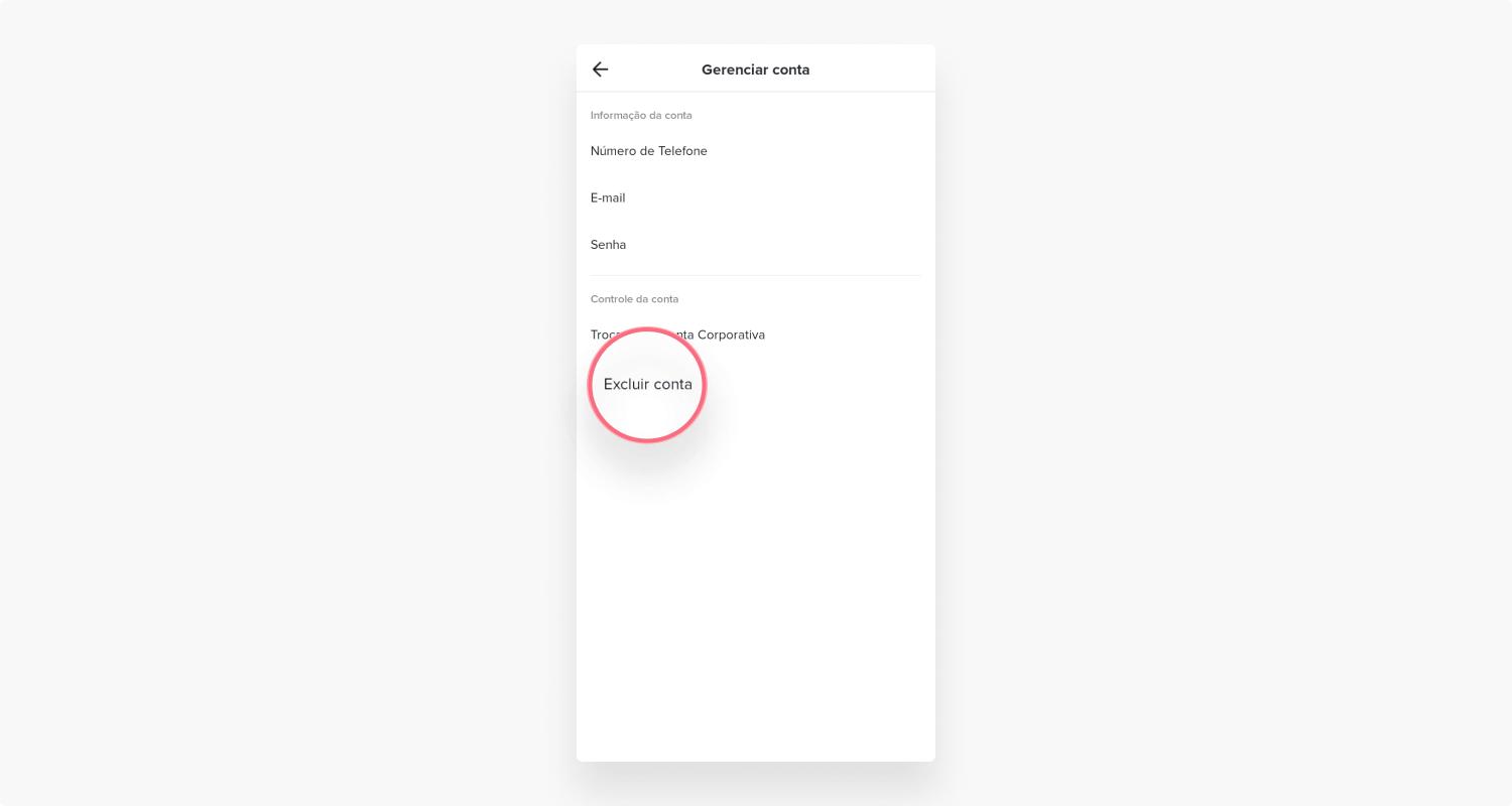 excluir conta do TikTok pelo celular: passo nº5