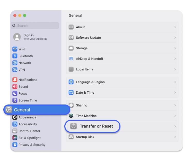 transfer or reset MacBook