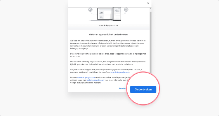 Zo kun je automatisch je activiteit op Google verwijderen Stap 4