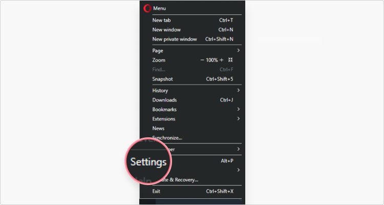 Delete cookies in Opera