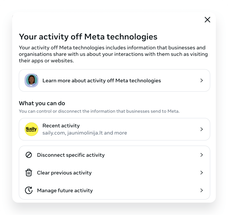 How to access and view your off-Facebook activity on your desktop: Step 4b