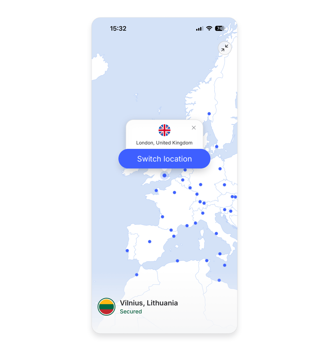 Change VPN location iPhone 5