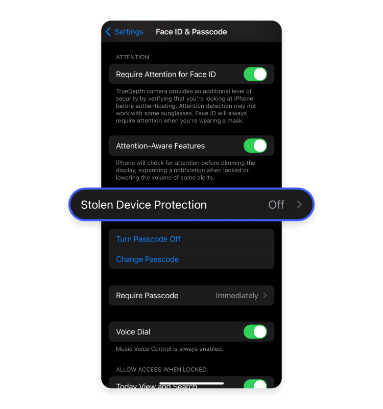 how to set up Stolen Device Protection step 3