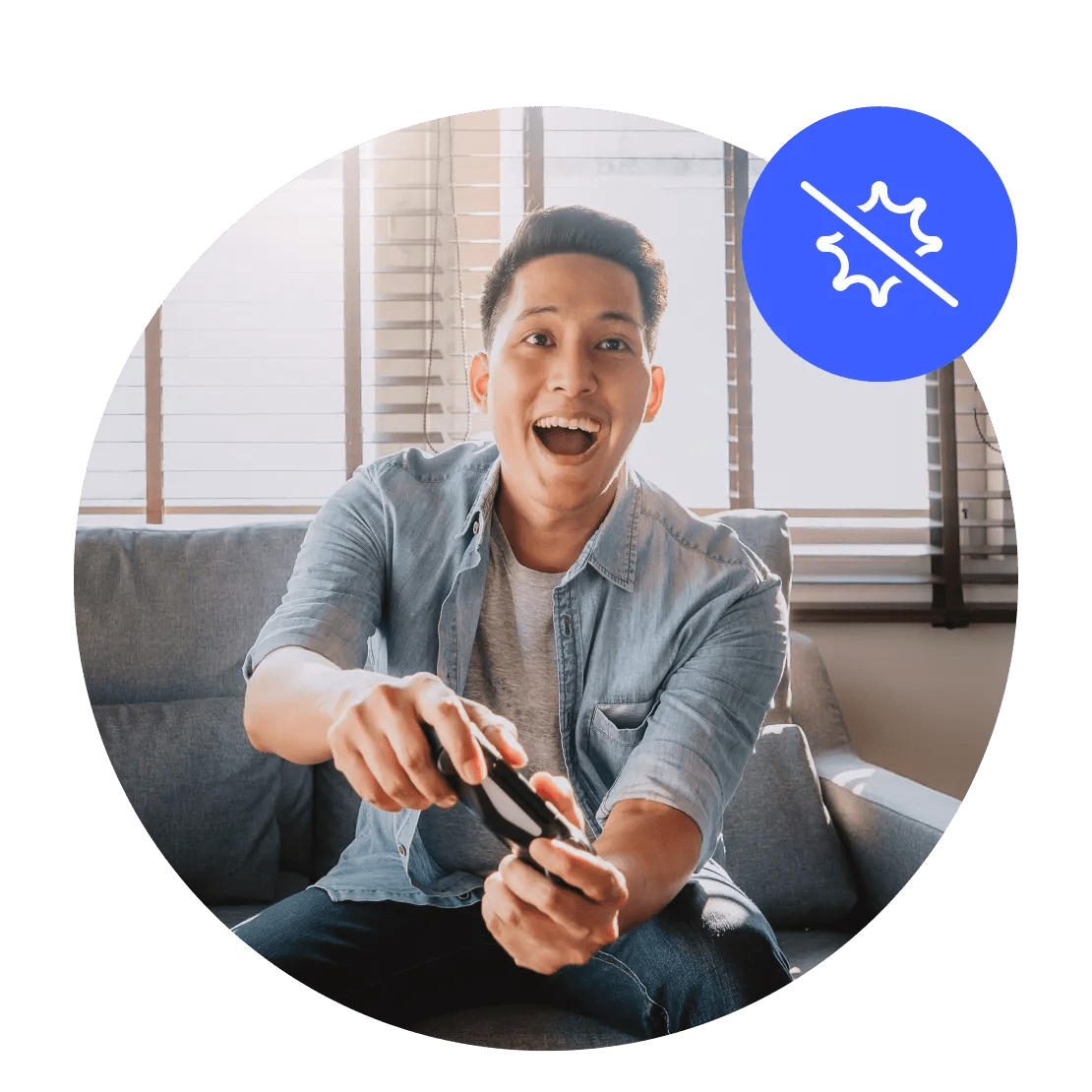 一名女士和小朋友在 Xbox 上使用 VPN 玩遊戲而得到保護，免受阻斷服務（DDoS）的直接攻擊。