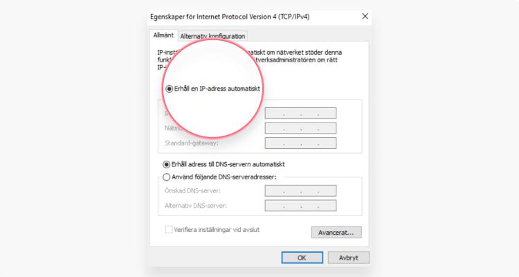 Ethernet IP-konfiguration