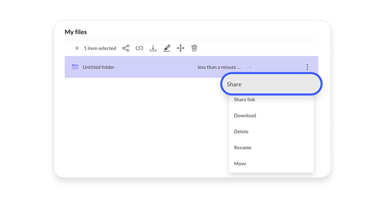 Select Share in the dropdown menu.