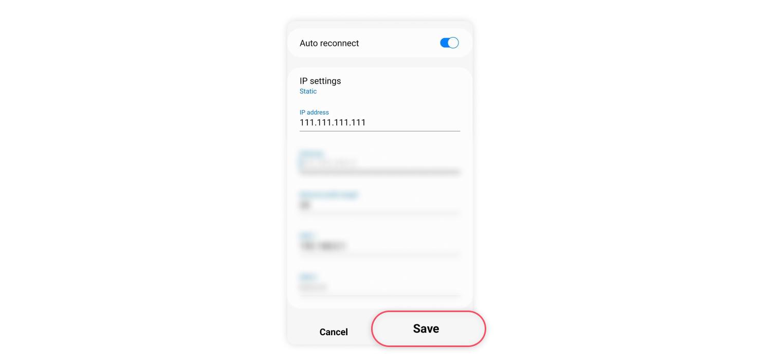 click save to save new IP settings