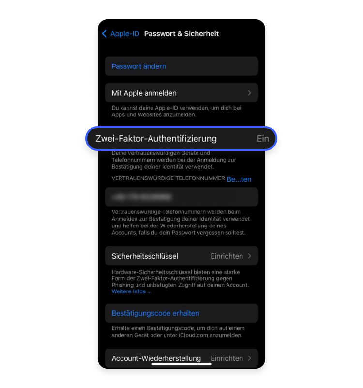 iphone 2fa aktivieren