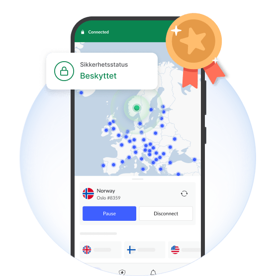 En mobiltelefon beskyttet av et VPN.