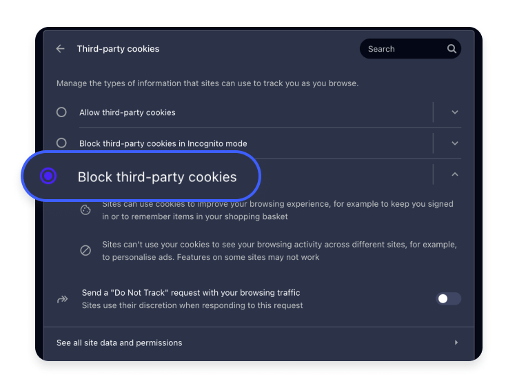 How to manage cookies on Opera step 1