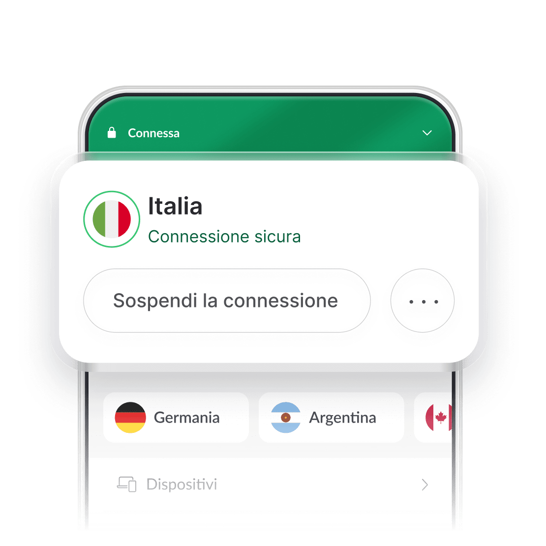 Immagine dell&#39;interfaccia dell&#39;app NordVPN con un server statunitense selezionato.