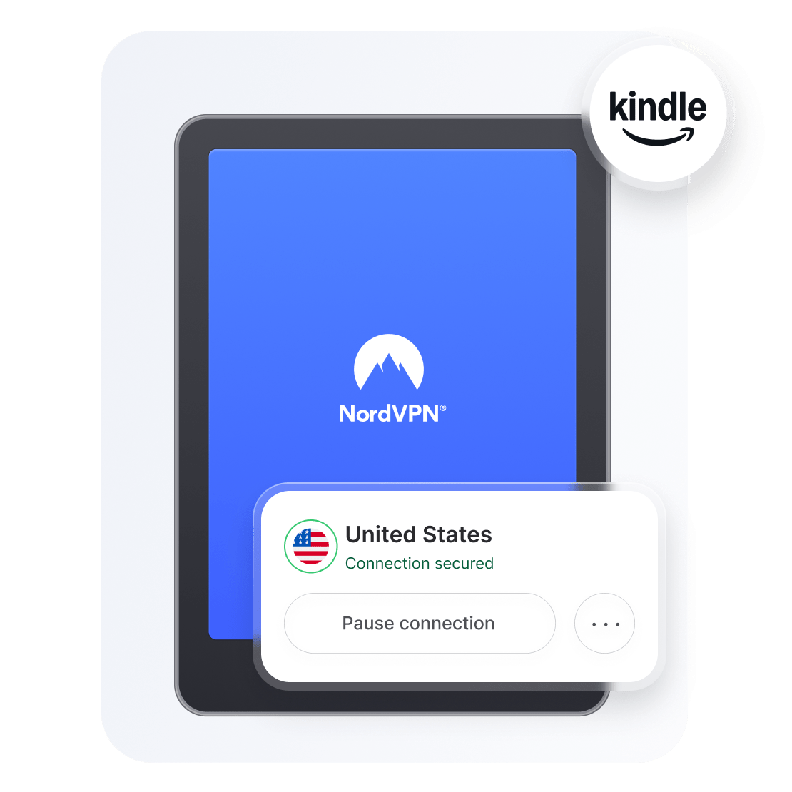 An Amazon Kindle and other Amazon devices that use a VPN for safer connections