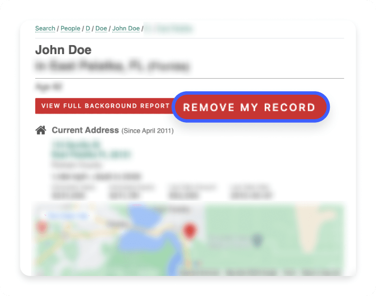 Remove My Record button in FastPeopleSearch