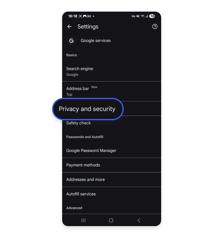 Chrome on Android step 2