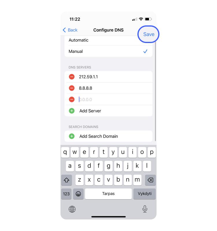 iphone ender dns ip