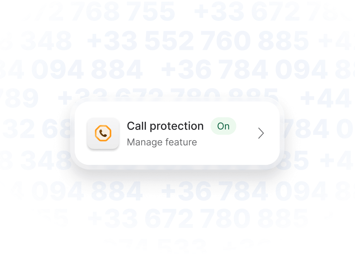 A phone notification showing that the Call Protection feature is active.