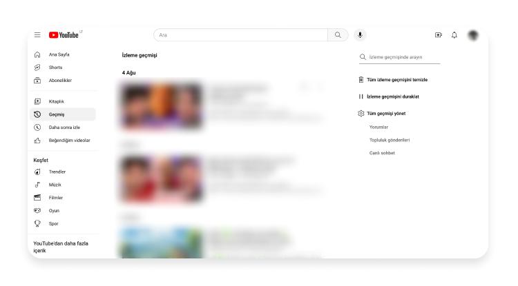 YouTube arama geçmişi silme: aşama 2