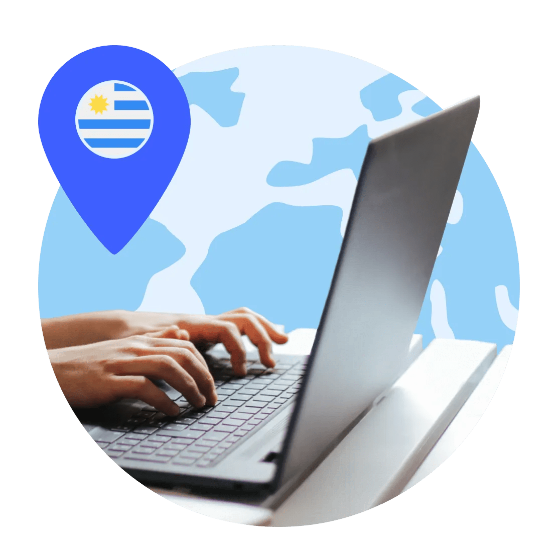 A laptop connected to Uruguay server.