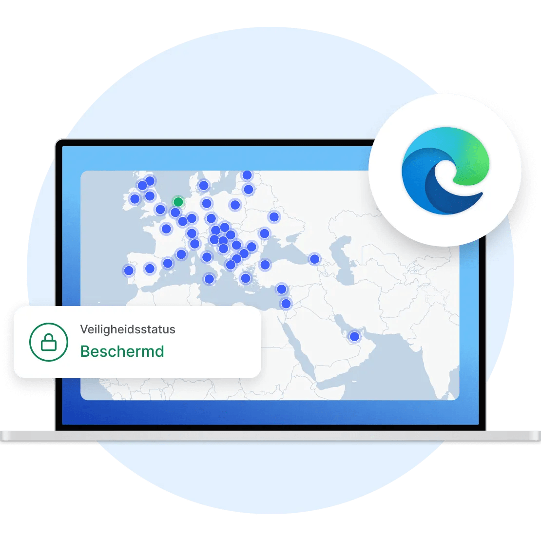 Onze VPN-interface voor Microsoft Edge voor een Scandinavische achtergrond.