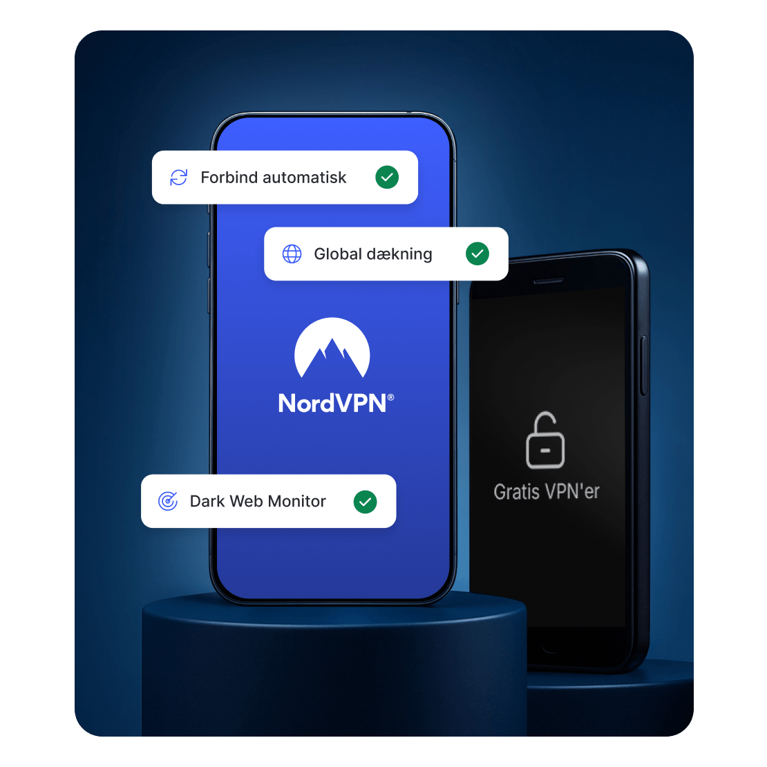 NordVPN-appen, der viser funktioner, som ikke er tilgængelige i gratis VPN-apps.