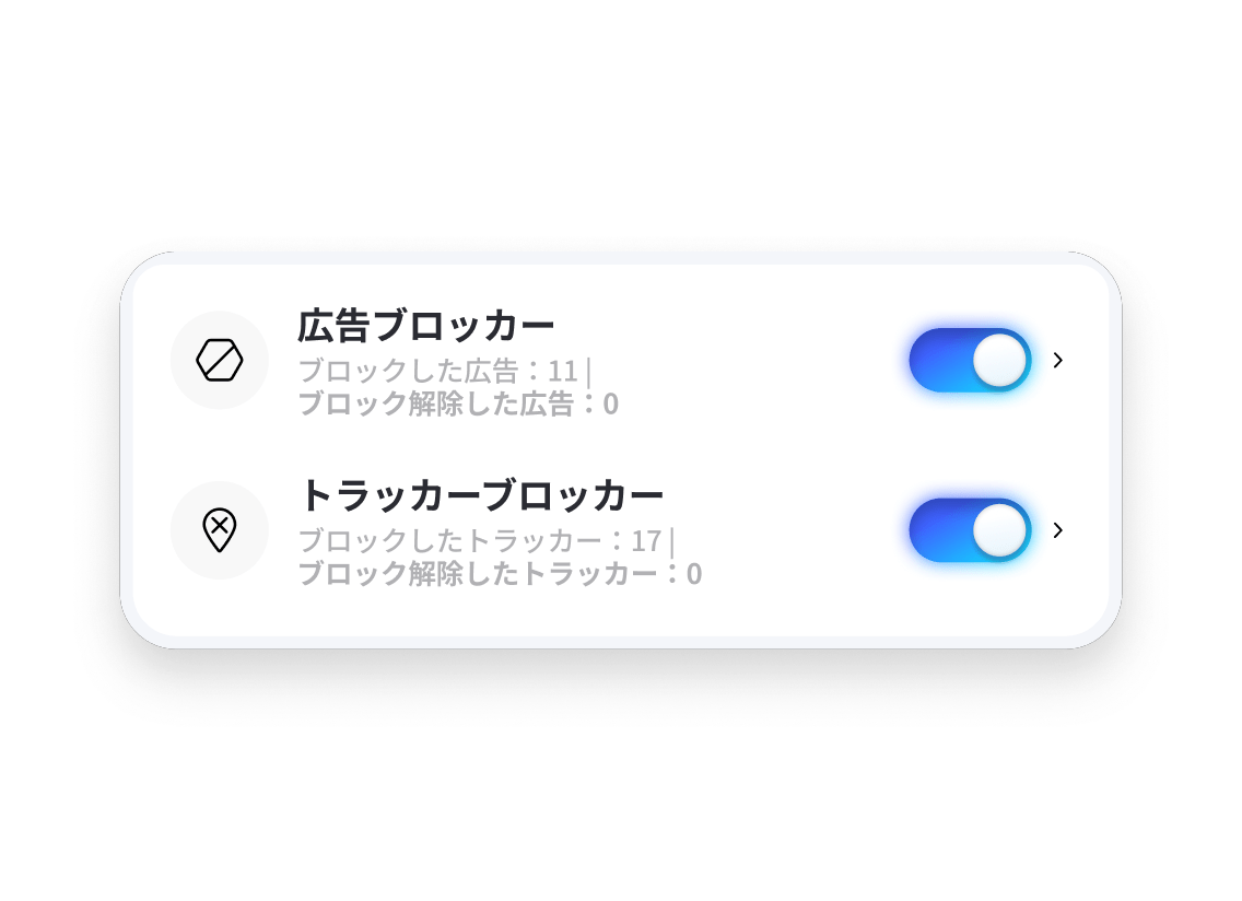NordVPNの次世代のウイルス対策ダッシュボードで、広告とトラッカーのブロック機能が有効になっている様子。