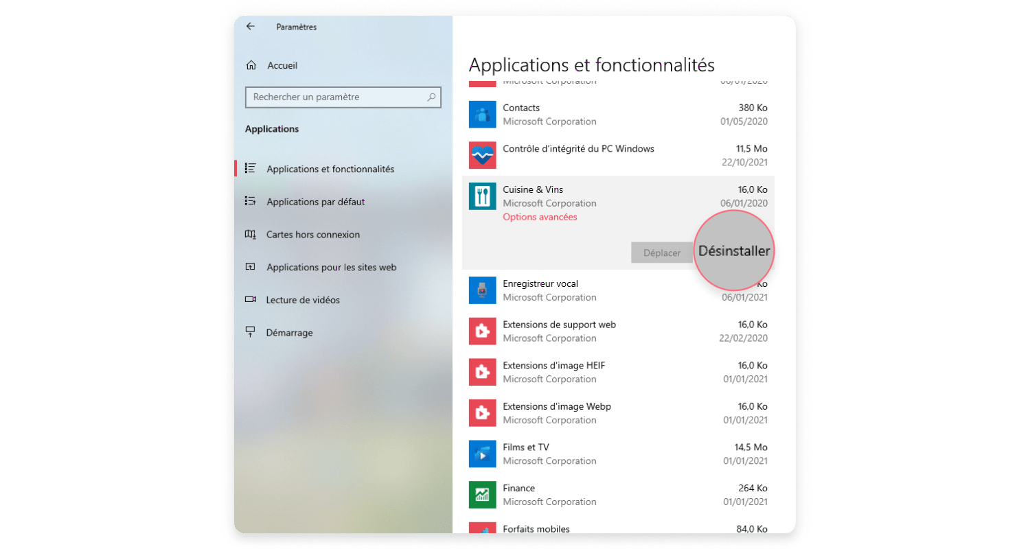 Désinstallez les bloatwares sur Windows