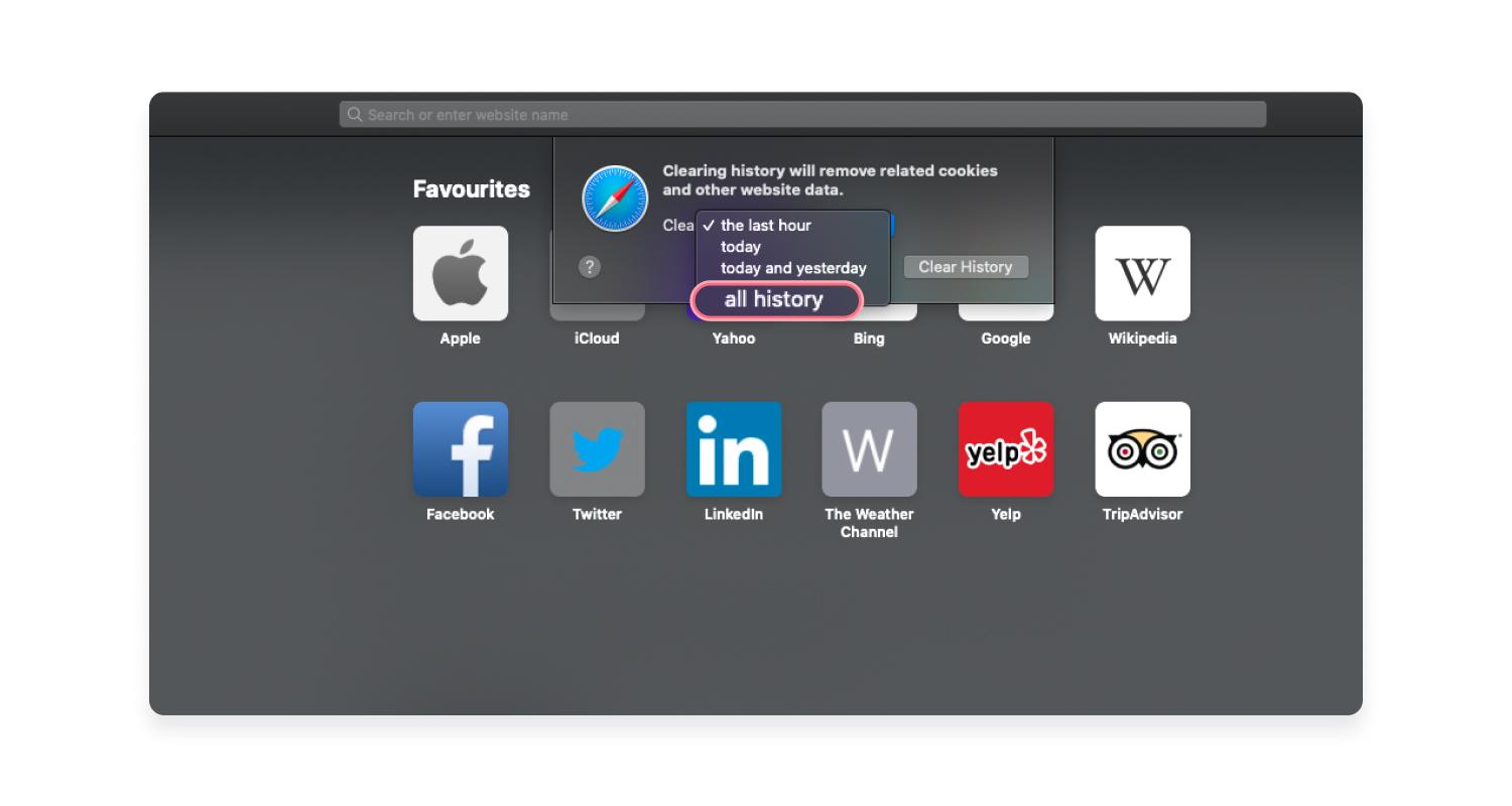 How to delete history and cache on Safari