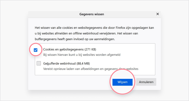 Cookies verwijderen in Firefox stap 3