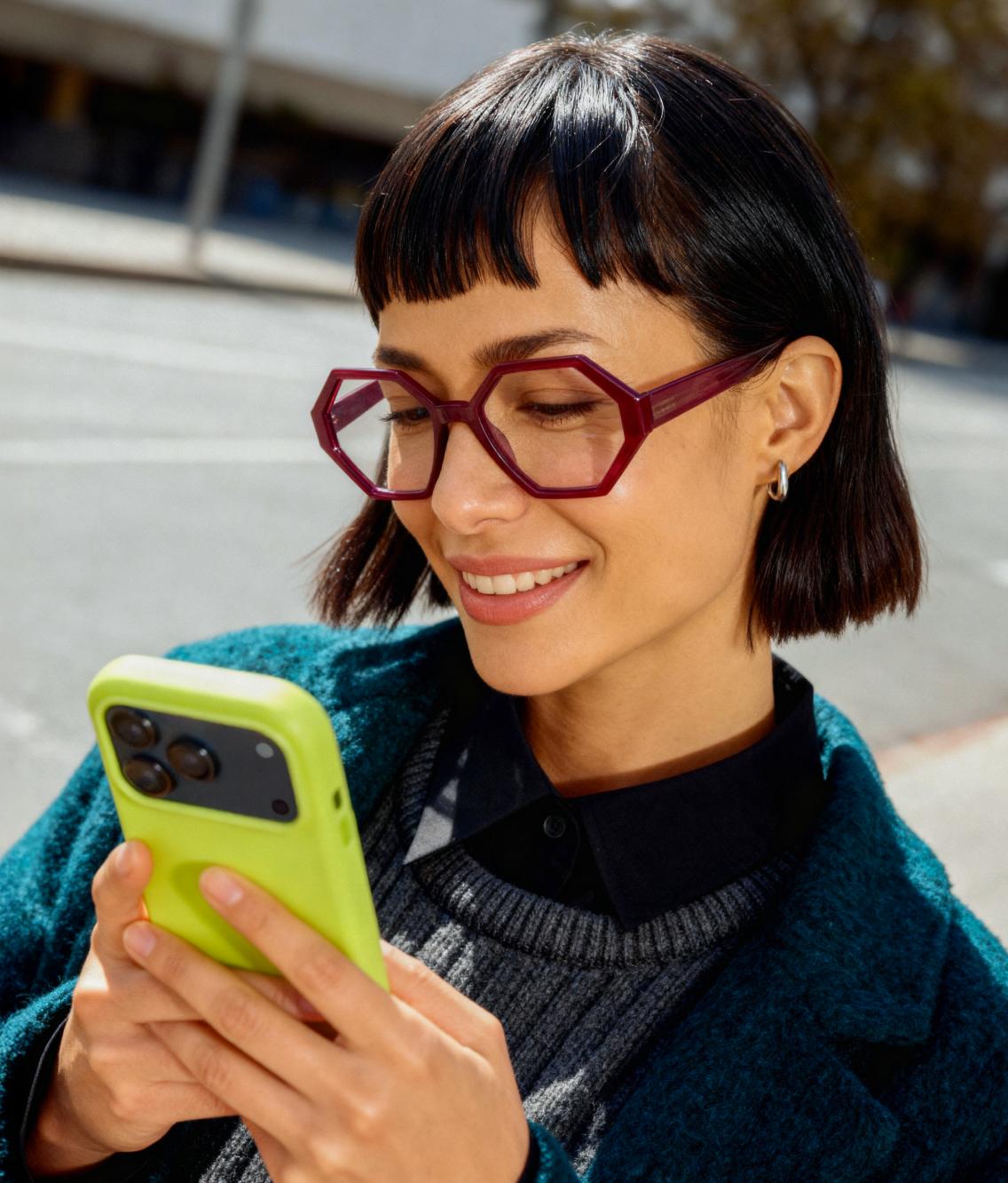 Woman using NordPass on her phone.