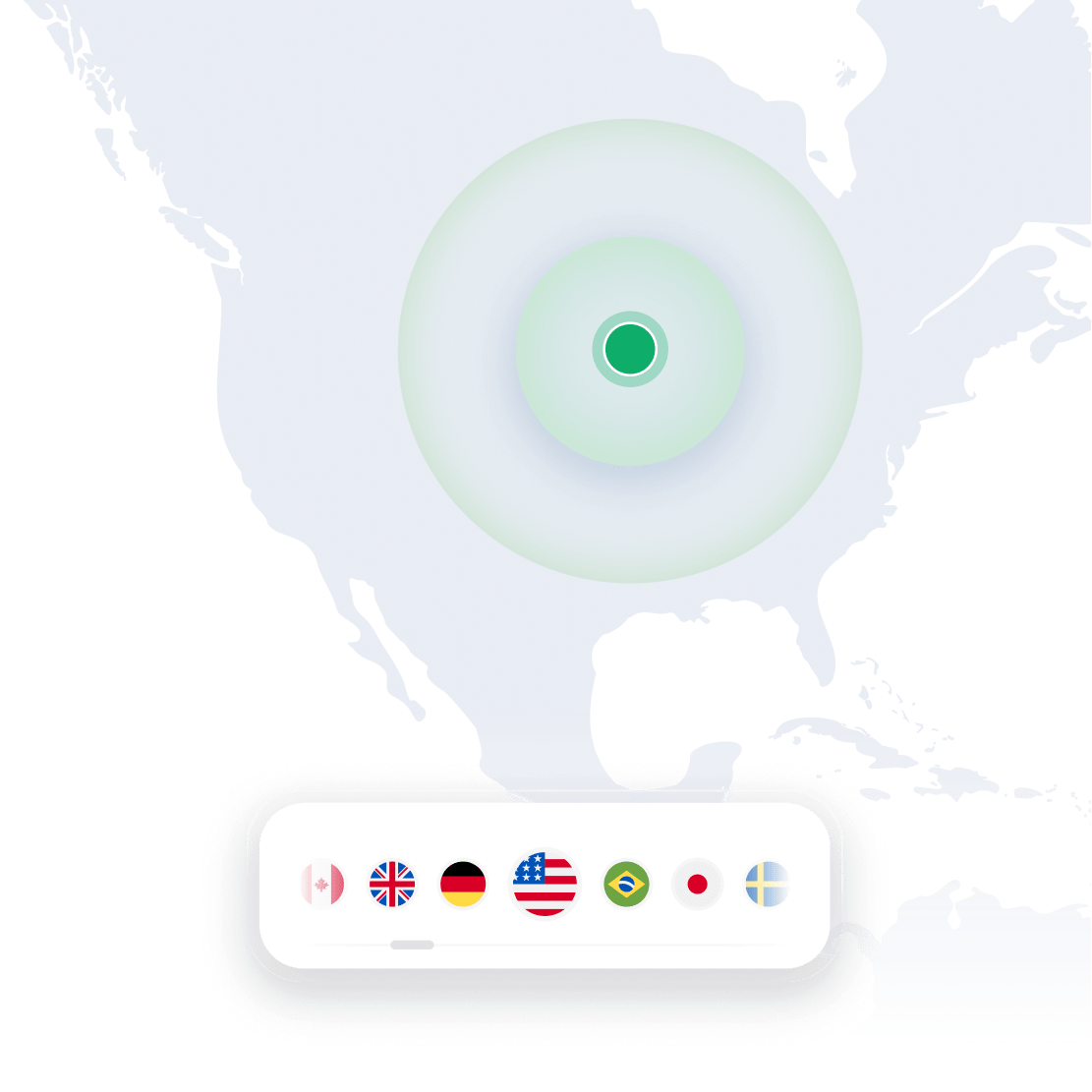 A NordVPN pin marking a secure VPN server location on a world map.