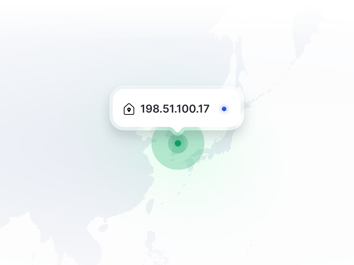 전용 IP의 위치를 보여주는 지도.