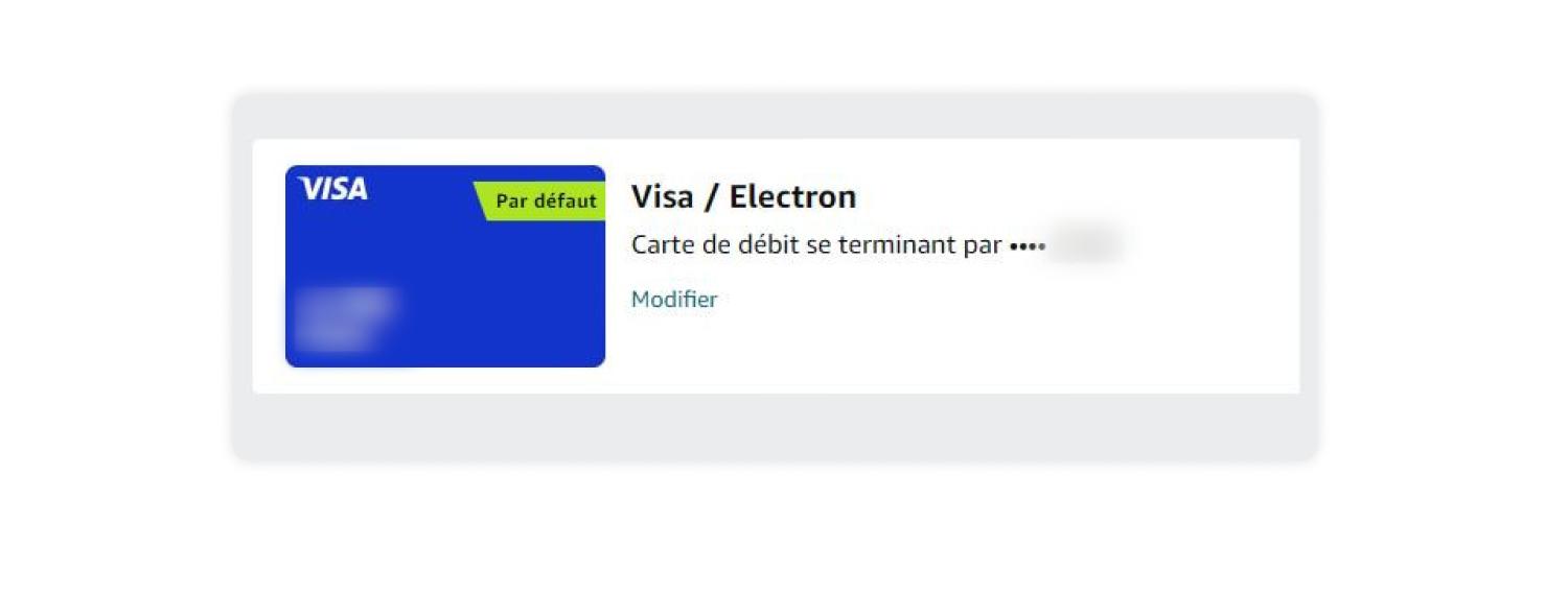 Carte bancaire utilisée sur Amazon