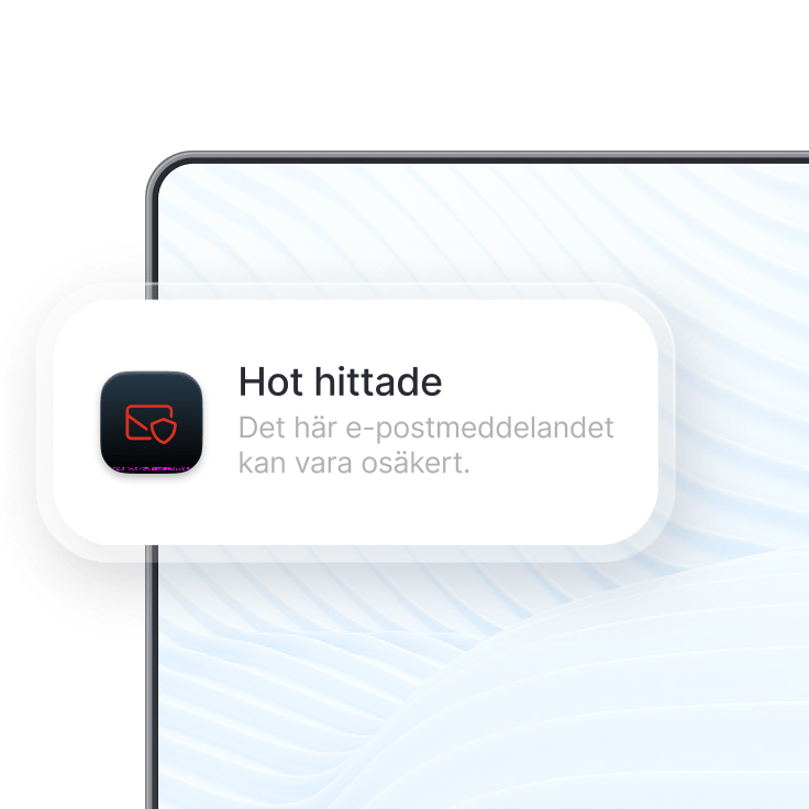 En varning om osäker e-post som visas av NordVPN:s funktion för e-postskydd.
